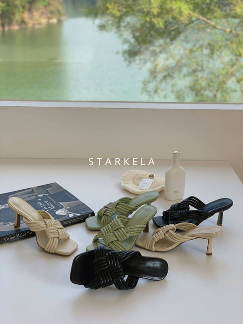 Cross Braided Slip On Heel